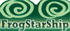 swirly pattern representing frog eyes with text saying FrogStarShip at bottom