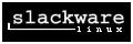 black box with white monospace font text saying slackware linux